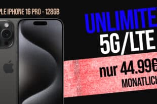 Apple iPhone 16 Pro für einmalig 199 Euro (+AG 39.99€) mit unlimited GB und 200 Euro Wechselbonus bei Rufnummernmitnahme nur 44.99 Euro monatlich