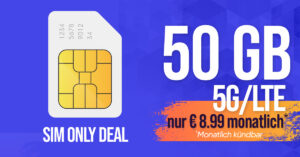 Handyvertrag monatlich kündbar - 50GB Allnet Flat nur 8.99 Euro monatlich - nur 5 Euro Aktivierungsgebühr