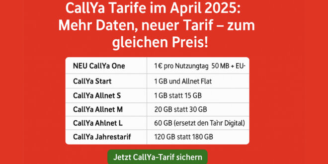 Vodafone CallYa ab April 2025: Mehr Datenvolumen für Dich – zum gleichen Preis