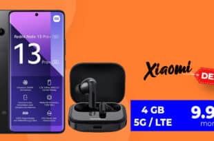 Xiaomi Redmi Note 13 Pro+ (PlusVersion) -512GB- & Redmi Buds 5 mit 4GB nur 9.99 Euro monatlich