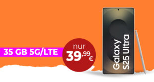 Samsung Galaxy S25 Ultra 256GB für einmalig 159 Euro mit 35GB 5G Telekom Netz und 150 Euro Wechselbonus bei Rufnummermitnahme nur 39.99 Euro monatlich