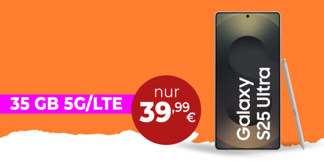Samsung Galaxy S25 Ultra 256GB für einmalig 159 Euro mit 35GB 5G Telekom Netz und 150 Euro Wechselbonus bei Rufnummermitnahme nur 39.99 Euro monatlich