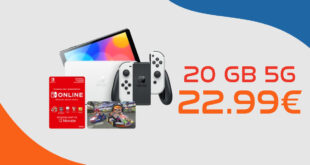 Nintendo Switch OLED Mario Kart 8 und 12 Monate Online Mitgliedschaft mit 20GB nur 22.99 Euro monatlich