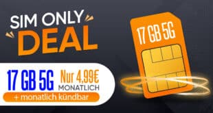 monatlich kündbar - Allnet Flat 17GB nur 4.99 Euro monatlich