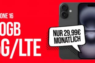 iPhone 16 für einmalig 109.95 Euro mit 20GB Allnet Flat und 100 Euro Wechselbonus nur 29.99 Euro monatlich