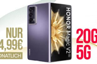 Honor Magic V2 5G mit Vertrag- für einmalig 29 Euro mit 20GB und 50 Euro Wechselbonus bei Rufnummernmitnahme nur 24.99 Euro monatlich