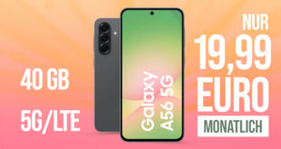 Samsung Galaxy A56 mit 40GB und Amazon 50 Euro Gutschein nur 19.99 Euro monatlich