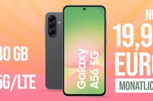 Samsung Galaxy A56 mit 40GB und Amazon 50 Euro Gutschein nur 19.99 Euro monatlich