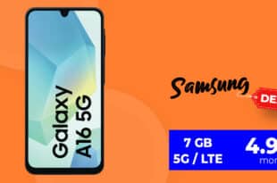 Samsung Galaxy A16 5G mit Vertrag - für einmalig 29 Euro mit 7GB nur 4.99 Euro monatlich