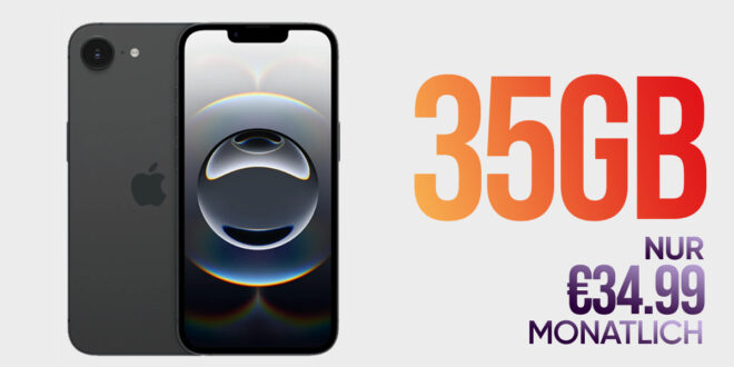iPhone 16e mit 35GB 5G Allnet Flat Telekom Netz und 150 Euro Wechselbonus bei Rufnummernmitnahme nur 34.99 Euro monatlich