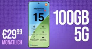 Xiaomi 15 für einmalig 29 Euro mit 100GB Allnet Flat und 100 Euro Wechselbonus bei Rufnummernmitnahme nur 29.99 Euro monatlich