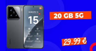 Xiaomi 15 mit Vertrag - 20GB und 100 Euro Wechselbonus bei Rufnummernmitnahme nur 29.99 Euro monatlich