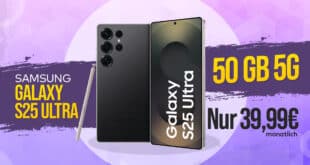 Samsung Galaxy S25 Ultra für einmalig 169 Euro mit 50GB Allnet Flat und 100 Euro Wechselbonus bei Rufnummernmitnahme nur 39.99 Euro monatlich