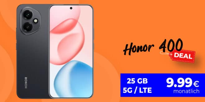 Honor 400 mit Vertrag - einmalig 29 Euro mit 25GB Allnet Flat nur 9.99 Euro monatlich