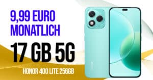 Honor 400 lite 256GB mit Vertrag - 17GB Allnet Flat nur 9.99 Euro monatlich