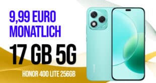 Honor 400 lite 256GB mit Vertrag - 17GB Allnet Flat nur 9.99 Euro monatlich