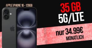 iPhone 16 für einmalig 79 Euro mit 35GB Allnet und 150 Euro Wechselbonus bei Rufnummernmitnahme nur 34.99 Euro monatlich