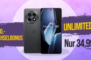 OnePlus 13R mit Vertrag für einmalig 49.95 Euro - o2 Unlimited on Demand mit 100 Euro Wechselbonus nur 34.99 Euro monatlich
