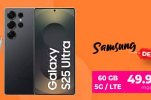 Samsung Galaxy S25 Ultra für einmalig 179 Euro mit 60GB Telekom Netz und 50 Euro Wechselbonus nur 49.99 Euro monatlich
