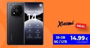 Xiaomi Redmi Note 14 Pro+ 5G (PlusVersion) für einmalig 29 Euro mit 25GB nur 14.99 Euro monatlich