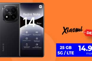 Xiaomi Redmi Note 14 Pro+ 5G (PlusVersion) für einmalig 29 Euro mit 25GB nur 14.99 Euro monatlich