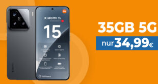 Xiaomi 15 mit Vertrag - 35GB 5G Allnet Flat und 100 Euro Wechselbonus bei Rufnummernmitnahme nur 34.99 Euro monatlich