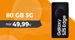 Samsung Galaxy S25 Edge mit Vertrag im Vodafone Netz - einmalig 274 Euro mit 80GB nur 49.99 Euro monatlich