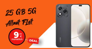 Honor 400 lite -256GB- für einmalig 1 Euro (+AG 29.99€) mit 25GB und 30 Euro Wechselbonus nur 9.99 Euro monatlich