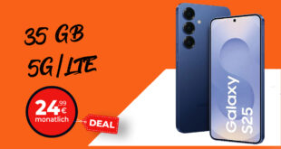 Samsung Galaxy S25 für einmalig 29 Euro (+AG 39.99€) mit 35GB 5G nur 24.99 Euro monatlich