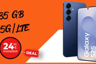 Samsung Galaxy S25 für einmalig 29 Euro (+AG 39.99€) mit 35GB 5G nur 24.99 Euro monatlich