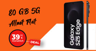 Samsung Galaxy S25 Edge -512GB- für einmalig 129.99 Euro mit 80GB 5G Vodafone Netz nur 39.99 Euro monatlich – kein Anschlusspreis