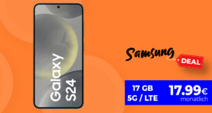 Samsung Galaxy S24 mit Vertrag - einmalig 49 Euro mit 17GB nur 17.99 Euro monatlich