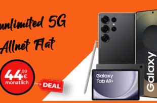 Samsung Galaxy S25 Ultra & Galaxy Tab A9+ mit unbegrenztem (unlimited) Datenvolumen & 100 Euro Wechselbonus bei Rufnummernmitnahme nur 44.99 Euro monatlich