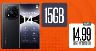 Xiaomi Redmi Note 14 Pro+ 5G (PlusVersion) für einmalig 49.95 Euro mit 15GB nur 14.99 Euro monatlich
