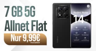 Xiaomi Redmi Note 14 Pro 5G für einmalig 29 Euro mit 7GB Allnet Flat nur 9.99 Euro monatlich