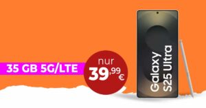 Samsung Galaxy S25 Ultra für einmalig 109 Euro mit 35GB Telekom Allnet Flat und 150 Euro Wechselbonus bei Rufnummernmitnahme nur 39.99 Euro monatlich