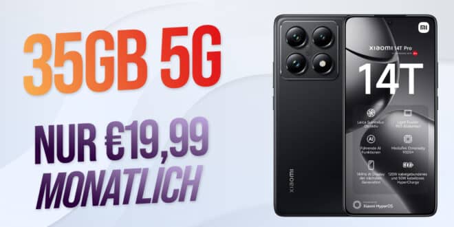 Xiaomi 14T Pro & 120W HyperCharge für einmalig 29 Euro mit 35GB Allnet Flat und 50 Euro Wechselbonus nur 19.99 Euro monatlich