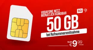 Vodafone Netz monatlich kündbar - 50GB Allnet Flat nur 9.99 Euro monatlich
