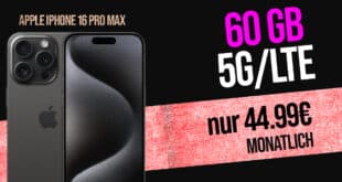 Apple iPhone 16 Pro Max für einmalig 299 Euro mit 60GB Allnet Flat und 50 Euro Wechselbonus nur 44.99 Euro monatlich