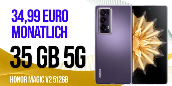 Honor Magic V2 für einmalig 109 Euro mit 35GB Telekom und 150 Euro Wechselbonus nur 34.99 Euro monatlich