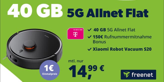 Xiaomi Robot mit Telekom Allnet Flat 40GB und 150 Euro Wechselbonus bei Rufnummernmitnahme nur 14.99 Euro monatlich