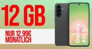 Samsung Galaxy A56 mit 12GB 5G Allnet Flat und 50 Euro Wechselbonus nur 12.99 Euro monatlich