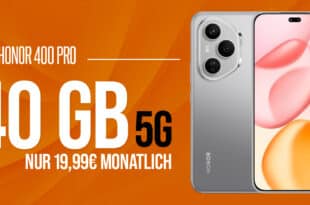 Honor 400 Pro für einmalig 99 Euro mit 40GB Allnet Flat nur 19.99 Euro monatlich