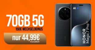 Honor Magic7 Pro 512GB mit 70GB 5G Allnet Flat und 150 Euro Wechselbonus nur 44.99 Euro monatlich