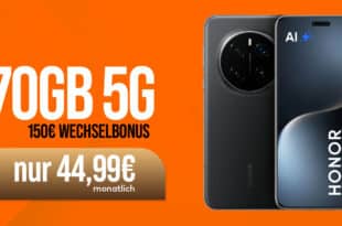 Honor Magic7 Pro 512GB mit 70GB 5G Allnet Flat und 150 Euro Wechselbonus nur 44.99 Euro monatlich