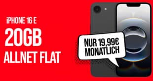 iPhone 16e für einmalig 149 Euro mit 20GB Allnet Flat und 50 Euro Wechselbonus nur 19.99 Euro monatlich