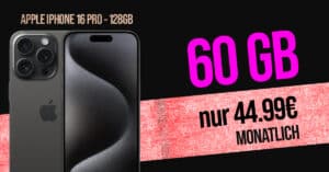 Phone 16 Pro für einmalig 29 Euro mit 60GB Allnet Flat und 50 Euro Wechselbonus nur 44.99 Euro monatlich
