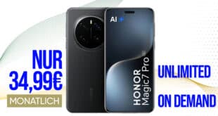Honor Magic 7 Pro für einmalig 99 Euro mit unlimited on demand und 100 Euro Wechselbonus bei Rufnummernmitnahme nur 34.99 Euro monatlich