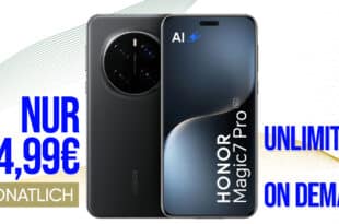 Honor Magic 7 Pro für einmalig 59 Euro mit unlimited on demand und 100 Euro Wechselbonus bei Rufnummernmitnahme nur 34.99 Euro monatlich