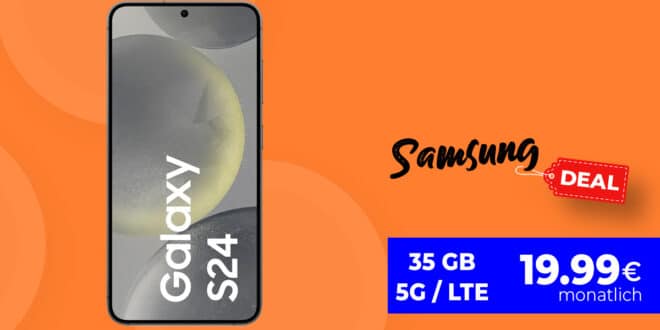 Samsung Galaxy S24 mit 35GB 5G Allnet Flat und 50 Euro Wechselbonus nur 19.99 Euro monatlich